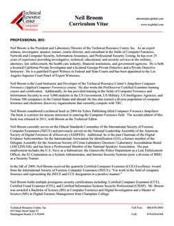 CV for Neil Broom Expert Witness in Computer Forensics Investigations in Tulsa
